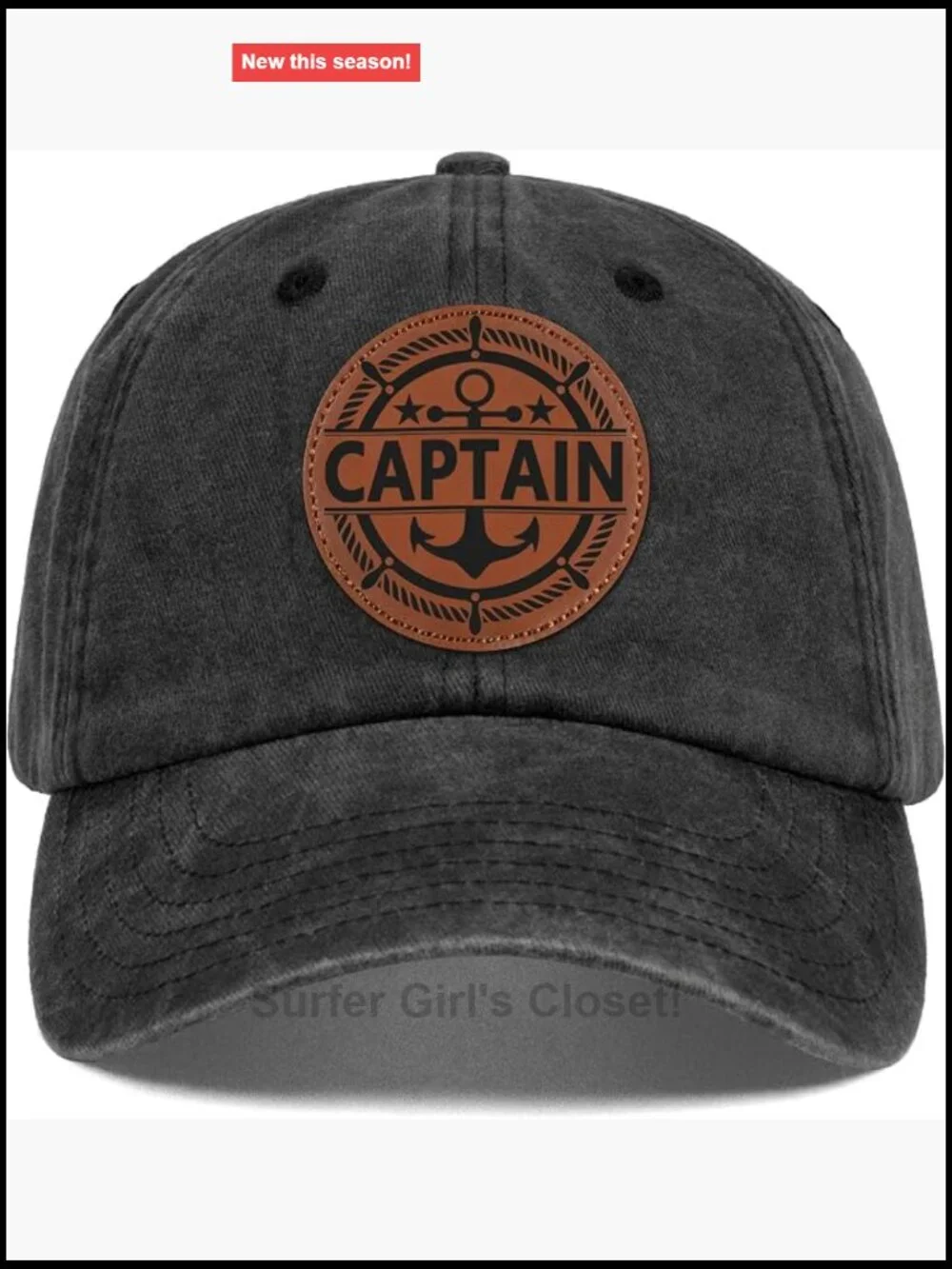 Captain Hat with Anchor Logo, Adjustable Baseball Cap for Boating Gifts